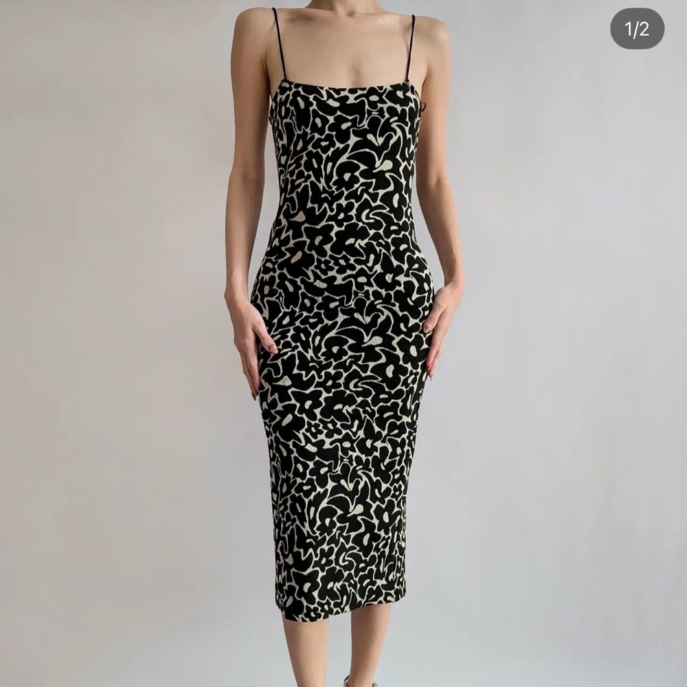 Chic Black and White Patterned Dress